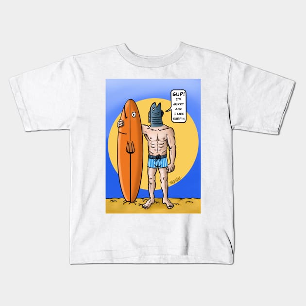 Jerry who likes surfin Kids T-Shirt by madebystfn